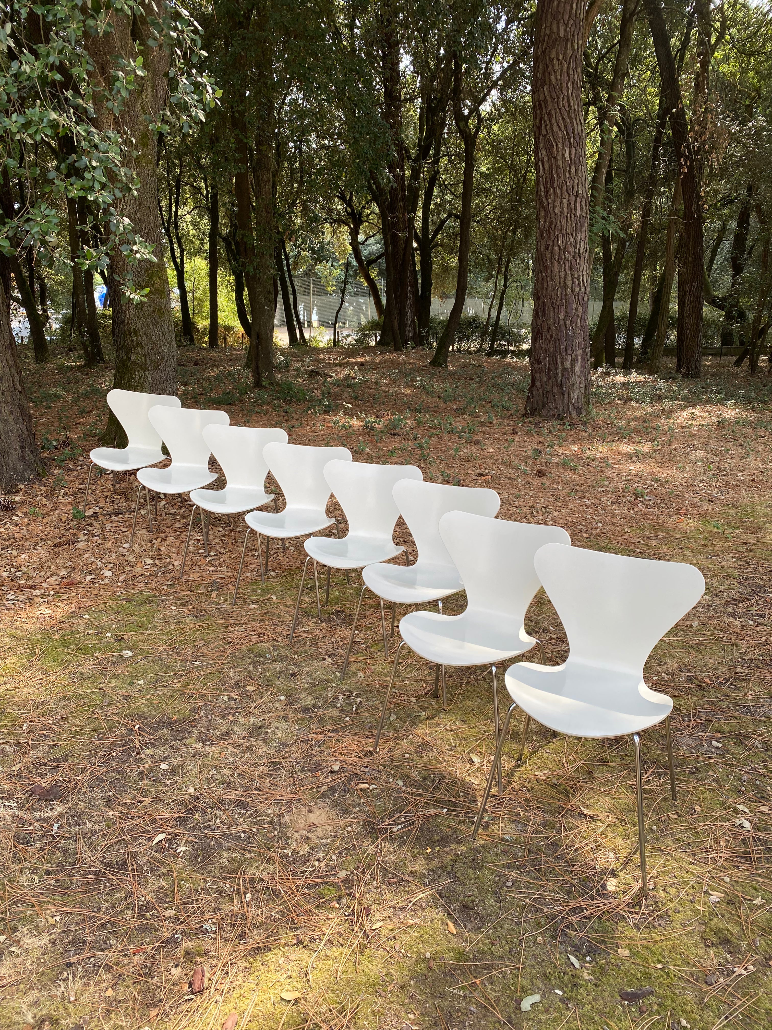 8 chaises « Série 7 » du designer Arne Jacobsen